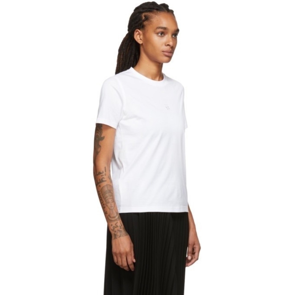 $222 Burberry Women's Dovey White Cotton TB Logo T-Shirt‎ – Size XL